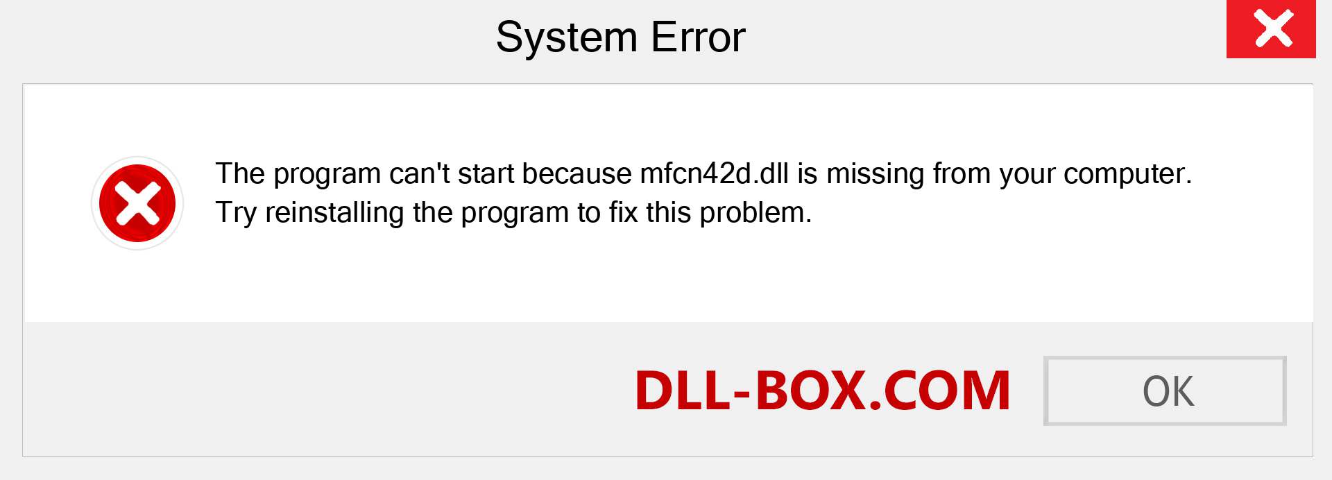  mfcn42d.dll file is missing?. Download for Windows 7, 8, 10 - Fix  mfcn42d dll Missing Error on Windows, photos, images